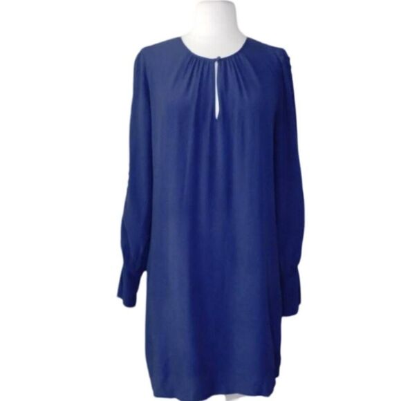 JOIE Erlene Silk Shift Dress Midnight Navy Button Sleeve XS - Picture 5 of 12